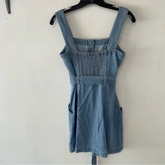 Rails Anita Ocean Wash Blue Denim Square Neck Mini Dress 37615 Rails Anita Ocean Wash Blue Denim Square Neck Mini Dress 37615